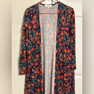 Lularoe sarah cardigan/duster. Soft. Red floral. Euc.